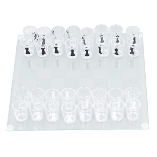 BORDSTRACT Trinkschach-Set, Schnapsglas-Schachbrettspiel, lustiges Partyzubehör für Erwachsene, 22,5 x 22,5 cm, internationales Schach 22,5 x 22,5 cm für Partys, Spieleabende von BORDSTRACT