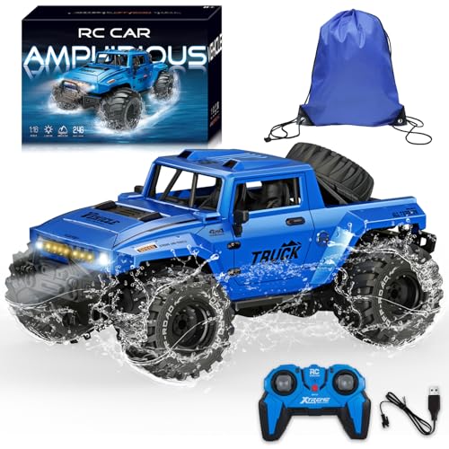 BORSTOYPRO Amphibisches Ferngesteuertes Auto, 1:16 Amphibienfahrzeug Ferngesteuert wasserdichte Monster Truck mit Rucksack, Geländegängiges Stuntfahrzeug mit 360°-Drehung und LED-Beleuchtung BORSTOYPRO Amphibisches Ferngesteuertes Auto, 1:16 Amphibienfahrzeug Ferngesteuert wasserdichte Monster Truck mit Rucksack, Geländegängiges Stuntfahrzeug mit 360°-Drehung und LED-Beleuchtung von BORSTOYPRO