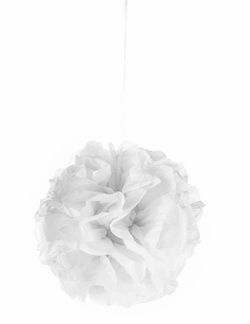 Pompom-Hängedeko Dekoball weiss 25cm von PARTYDECO