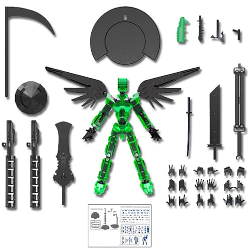 5. Generation Dummy13 Magnetische Actionfigur, T13 Actionfiguren-Set, 2025 Aktivitätsroboter, bewegliches Spielzeug mit mehreren Gelenken, DIY-Modellpuppe als Tischdekoration für Zuhause (Green) von BOSONS