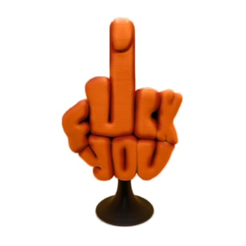 BOSONS F**k You Mittelfinger Schreibtischdeko, Lustige Mittelfinger-Statue Heimbüro-Dekoration, Originelle Mittelfinger-Figur-Geschenke, Mittelfinger-Scherzgeschenke (Orange) von BOSONS