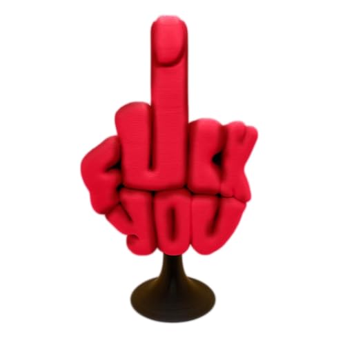 BOSONS F**k You Mittelfinger Schreibtischdeko, Lustige Mittelfinger-Statue Heimbüro-Dekoration, Originelle Mittelfinger-Figur-Geschenke, Mittelfinger-Scherzgeschenke (Red) von BOSONS