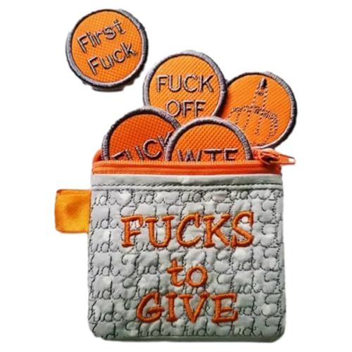 BOSONS Große Tasche mit F*CKS zum Verschenken, Reißverschlusstasche, Tasche mit F*CKS zum Verschenken, 17-teiliges Set mit Filz-F*CKS-Münzen, Tasche mit F*CKS-Gag-Geschenk (Orange) von BOSONS