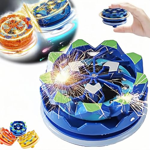 Fingerspitzen-Gyroskop mit Feuerwerk, Handfeuerwerk-Gyroskop, Cooles leuchtendes Kreisel-Geschenk, leuchtendes Kreisel-Fidget-Spinner für Erwachsene (Blue) von BOSONS