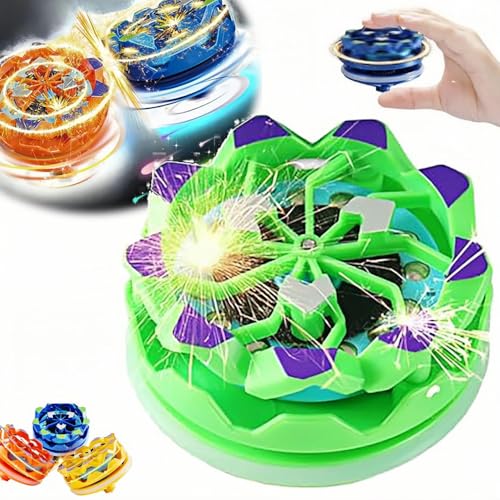 Fingerspitzen-Gyroskop mit Feuerwerk, Handfeuerwerk-Gyroskop, Cooles leuchtendes Kreisel-Geschenk, leuchtendes Kreisel-Fidget-Spinner für Erwachsene (Green) von BOSONS