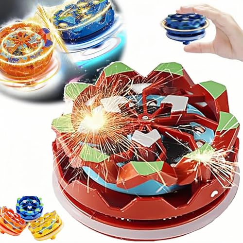 Fingerspitzen-Gyroskop mit Feuerwerk, Handfeuerwerk-Gyroskop, Cooles leuchtendes Kreisel-Geschenk, leuchtendes Kreisel-Fidget-Spinner für Erwachsene (Red) von BOSONS