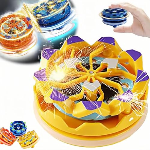 Fingerspitzen-Gyroskop mit Feuerwerk, Handfeuerwerk-Gyroskop, Cooles leuchtendes Kreisel-Geschenk, leuchtendes Kreisel-Fidget-Spinner für Erwachsene (Yellow) von BOSONS