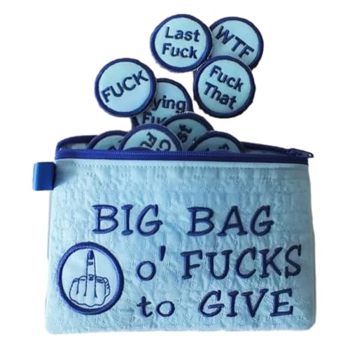 Große Tasche mit F*CKS zum Verschenken, Reißverschlusstasche, Tasche mit F*CKS zum Verschenken, 17-teiliges Set mit Filz-F*CKS-Münzen, Tasche mit F*CKS-Gag-Geschenk (Blue) von BOSONS