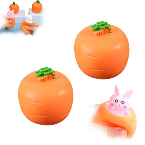 POP UP Carrot Bunny, Squeeze Toys Carrot Rabbit, Easter Squeeze Fidget Toys for Kids Adult, Pop Up Carrot Bunnies, Bunny Stress Relief Sensory Toys for Children and Adult (Pink,2Pcs) von BOSONS