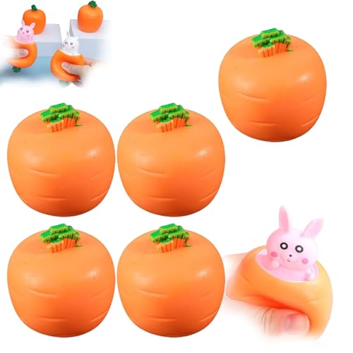 POP UP Carrot Bunny, Squeeze Toys Carrot Rabbit, Easter Squeeze Fidget Toys for Kids Adult, Pop Up Carrot Bunnies, Bunny Stress Relief Sensory Toys for Children and Adult (Pink,5Pcs) von BOSONS
