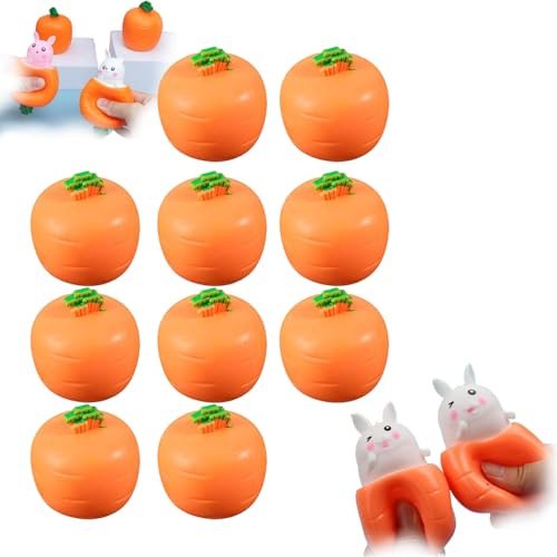 POP UP Carrot Bunny, Squeeze Toys Carrot Rabbit, Easter Squeeze Fidget Toys for Kids Adult, Pop Up Carrot Bunnies, Bunny Stress Relief Sensory Toys for Children and Adult (Whinte,10Pcs) von BOSONS