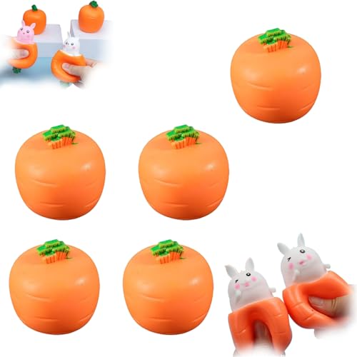 POP UP Carrot Bunny, Squeeze Toys Carrot Rabbit, Easter Squeeze Fidget Toys for Kids Adult, Pop Up Carrot Bunnies, Bunny Stress Relief Sensory Toys for Children and Adult (Whinte,5Pcs) von BOSONS