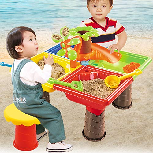 BOSSETY 23-in-1 Sandspielzeug Set mit Eimer, Wasserkocher, Schaufeln,Rutschen, Wasserrohre, Becher, Sandsieb, für Kinder Jungen Mädchen Alter 3 4 5 6 7+ von BOSSETY