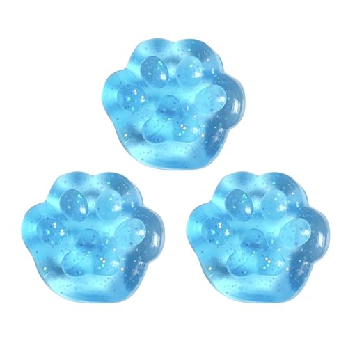 BOSSETY 3 Stück Cat Paw Squishy,Taba Squishy, Fufu Squishy,Katzenpfoten Squishy, Süße Katzenpfoten Stressabbau Fidget Toys für Kinder und Erwachsene 4cm (Blau) von BOSSETY