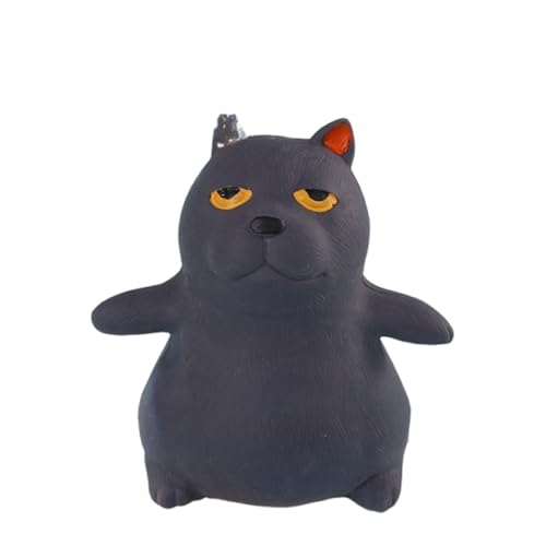 BOSSETY Großes 20cm Süße Katze Dekompressionsspielzeug für Tiere,Fufu Squishy,Mochi Squishy,Süße Stressabbau Fidget Toys für Kinder und Erwachsene (Schwarz) von BOSSETY