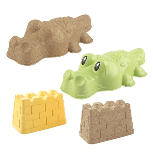 BOSSETY Sanspielzeug Set,4 Stück,Strand, Sand Toys Kids Set,Sandkasten,mit Dinosaurier und Stadtmauern, für Kinder Jungen Mädchen von BOSSETY