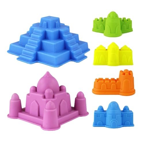 BOSSETY Sanspielzeug Set,6 Stück,Strand, Sand Toys Kids Set,Sandkasten,mit 6 Verschiedene Burgen, für Kinder Jungen Mädchen von BOSSETY