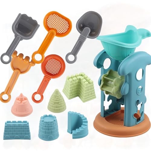 BOSSETY Sanspielzeugset, 11 Stück,Strand, Sand Toys Kids Set,Sandkasten,mit 1 Strandwendetrichter, 6 Strandformen, 5 Strandschaufeln, für Kinder Jungen Mädchen von BOSSETY