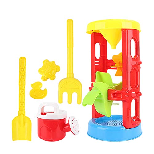 BOSSETY Sanspielzeugset, 6 Stück,Strand, Sand Toys Kids Set,Sandkasten,mit 1 x große Sanduhr, 2 x Sandschaufel, 2 x Sandform, 1 x Wasserkocher, für Kinder Jungen Mädchen von BOSSETY