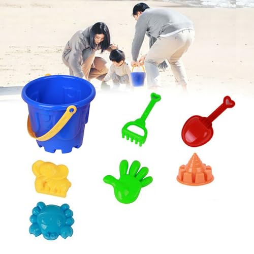 BOSSETY Sanspielzeugset,7 Stück,Strand,Sand Toys Kids Set,Sandkasten, mit Eimer x1, Sandform × 4, Schaufel x2, für Kinder Jungen Mädchen von BOSSETY