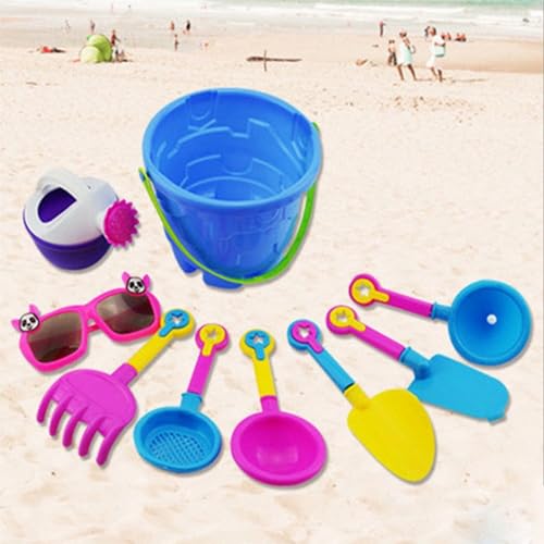 BOSSETY Sanspielzeugset,9 Stück,Strand, Sand Toys Kids Set,Sandkasten,mit Eimer x1, Spray x1, Brille x1, Schaufel x6, für Kinder Jungen Mädchen von BOSSETY