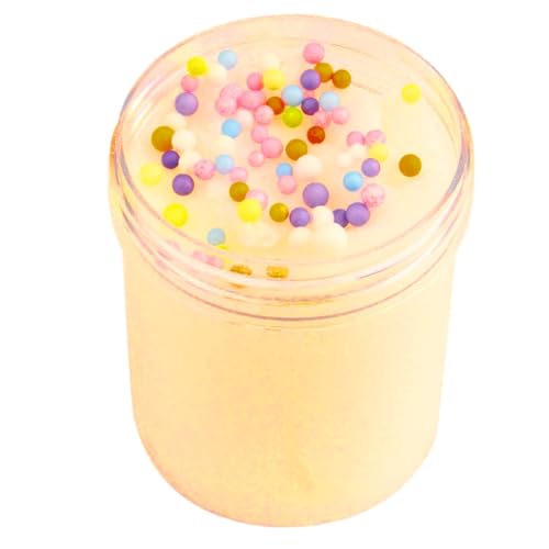 BOSSETY Slime Fluffy,120ml Gelb Schaumkugel Antihaft-Schleim gebürsteter Schlamm Tausende von Schlamm, Sensorisches Schleim Spielzeug und EIN Halloween-Geburtstagsgeschenk für Mädchen und Jungen von BOSSETY