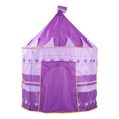 BOSSETY Spielzelt für Kleinkinder-Lila Krone Schloss Spielzelt 105*105*135cm-Prinzessin Prinz Schlosszelt,Kinderhaus Junge Mädchen Faltbar Kinderspielhaus Garten Camping Kinderzimmer Spielzeug Tent von BOSSETY