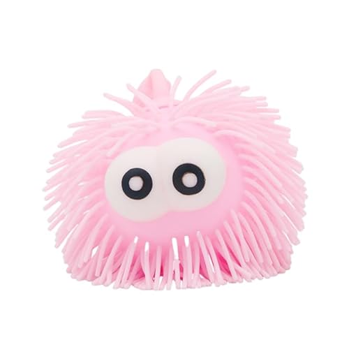 BOSSETY Stressbälle, Dekompressionsspielzeug mit prallen Augen und Langen Haaren, Antistressbälle für Kinder Erwachsene,Fufu Squishy, Squeeze Spielzeug 1pc (Rosa) von BOSSETY