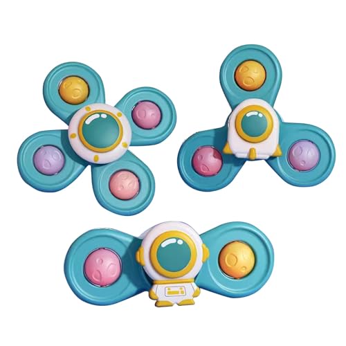 Saugnapf Spielzeug Baby, 3 Stück Badespielzeug Wasserspielzeug, Sensorisches Sensorik Spielzeug für Baby , Saugnapf Spielzeug Kinder, Fidget Spinner für Kleinkinder, Jungen, Mädchen (A) von BOSSETY