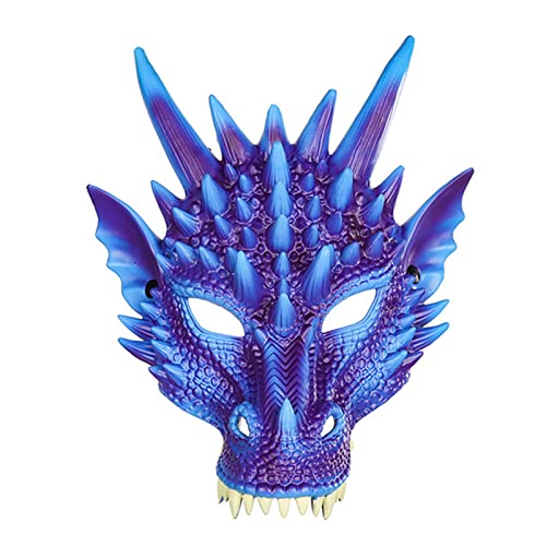 BOTCAM Familienfest Drachen Halloween Cosplay Kopfschmuck Cosplay Drachenkopf für Festival Party Halloween Falscher Bart Mit Schnurrbart (Purple, One Size) von BOTCAM