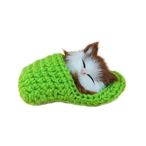 BOTCAM Plüschfigur Süße schlafende Katze Hausschuhe klingende Simulation Plüschtier Dekor Kinder Geschenk Puppen & Stofftiere Klein 25 cm (Green, One Size) von BOTCAM