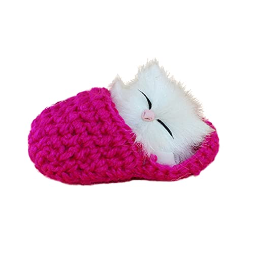 BOTCAM Süße schlafende Katze Hausschuhe klingende Simulation Plüschtier Dekor Kinder Geschenk Puppen & Stofftiere Wolfsset Aus Zweiteilig (Hot Pink, One Size) von BOTCAM