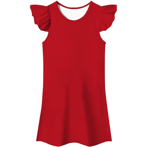 BOTCAM Vestido Falda Kleid Kostüm Mädchen Fancy Dress Up Cosplay Kleidung Mädchen Größe 86 (Red, 100) von BOTCAM