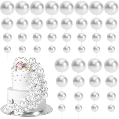 BOUBONI 48 Stück Tortendeko Kugeln Cake Topper Kuchen Kugeln Dekorationen Ballon Cupcake Tortenaufleger für Geburtstag Party Hochzeit Babyparty Kuchendekoration (Silber) von BOUBONI