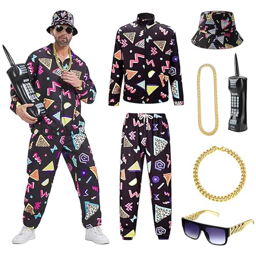 BOUFEIDA 80er 90er Jahre Outfit Herren,Trainingsanzug Hose Anzug für Fasching, Kostüm Herren Damen Retro BOUFEIDA 80er 90er Jahre Outfit Herren,Trainingsanzug Hose Anzug für Fasching, Kostüm Herren Damen Retro von BOUFEIDA