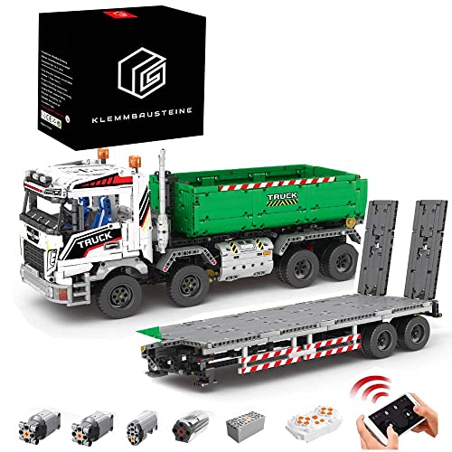 BOWES Technik LKW mit Anhänger Modell 22021, Technik LKW Ferngesteuert Technik Abschlepper, 2950 Teile Technic Ferngesteuert LKW Modell Bauset Kompatibel mit Lego Technik LKW von BOWES