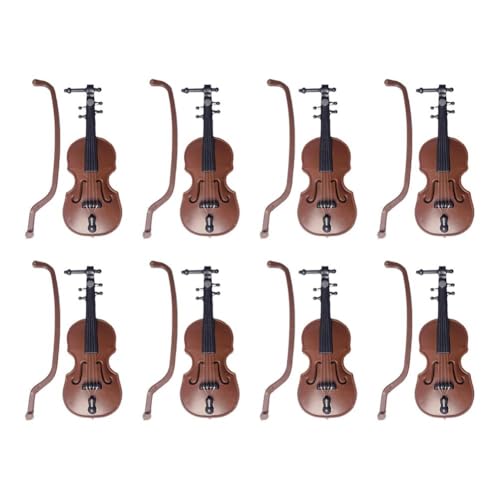 BOWTONG 8 Stück Miniatur-Violinen-Spielzeug, Violine, Ornamente, Mini-Modell-Szene, Taschen-Gartendekoration, Spielhaus-Zubehör von BOWTONG