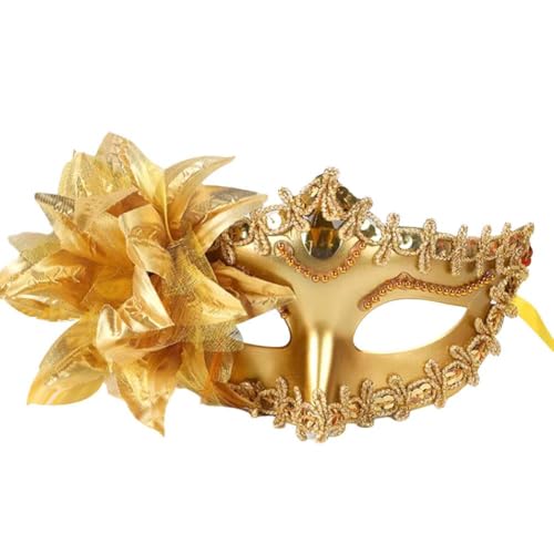 BOWTONG Damen-Maske, halbe Gesichtsmaske mit Blume, Erwachsenen-Prinzessinnen-Maske für Halloween, ausgefallene Maskerade, Pa-Kleid, Weihnachten von BOWTONG