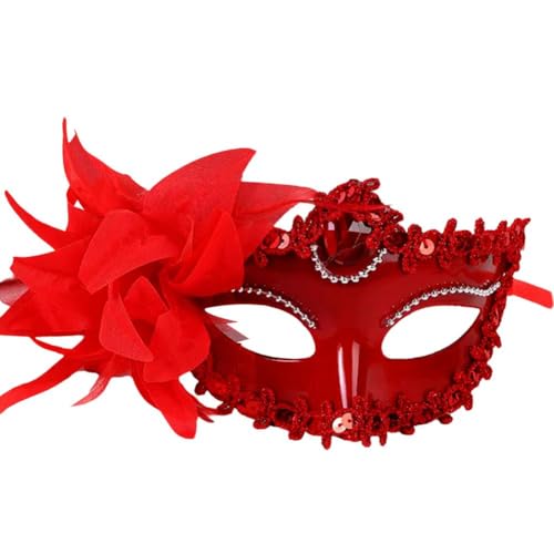 BOWTONG Damenmaske, halbe Gesichtsmaske mit Blume, Erwachsenen-Prinzessinnen-Maske für Halloween, Pa-Maskerade, Kleid, Weihnachten von BOWTONG