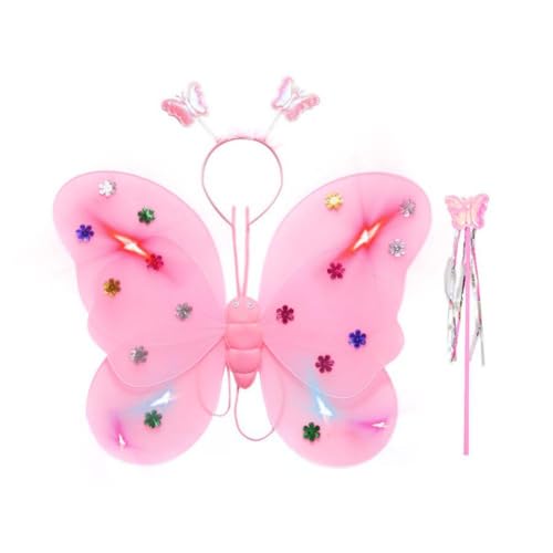 BOWTONG irls Flügel Feenflügel, leuchtende Schmetterlings-Feenflügel mit mehrfarbigen, blinkenden LEDs, G Little Kids Wings Schmetterling von BOWTONG