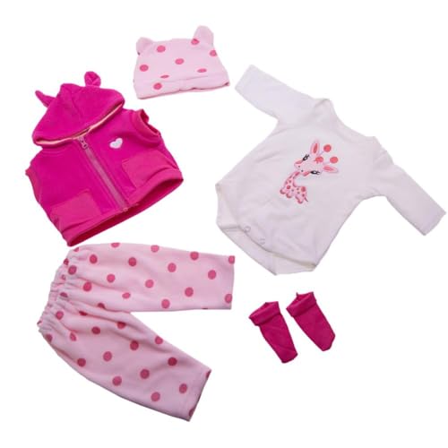 L5d0 Babykleidung, weiße Kleidung + Hut + Weste + Socken + Hosen Set für 17–20 Spielzeug Zoll Outfits von BOWTONG