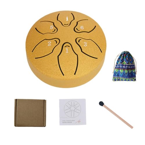 Mini-Zungentrommel für Kinder, 6 Töne, Stahlzungentrommel für Kinder, Musikalisches Metall-Tank-Set für Meditation, Bildung, Trommeln, Yoga, Chakra-Glocke, Power-Trommel, Stahlinstrumente, von BOWTONG