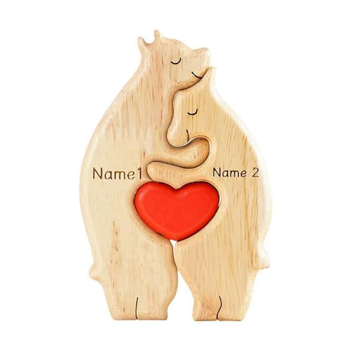 Personalisiertes Holz-Bär-Puzzle mit Namen der Familie, personalisiertes Puzzle mit 2–7 Namen, individuelles Familienbär-Puzzle, Geschenke für Heimdekor/Weihnachtsdekoration, Holzdekor (Stil 1) von BOWTONG