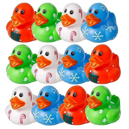 12 Stück Weihnachts Gummienten, Gummienten Weihnachtsenten Badeente Schwimmendes Badeente Spielzeug für Kinder Babyparty Weihnachtsfeier Festival-Geschenk von BOXOB