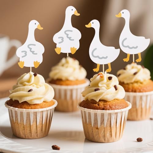 24 Stück Alberne Gänse Cupcake Topper, 2 Stile Süße Weiße Gänse Geburtstagskuchen Dekorationen für Kindergeburtstagsparty Zubehör Babyparty Tierthema Kuchendekorationen 24 Stück Alberne Gänse Cupcake Topper, 2 Stile Süße Weiße Gänse Geburtstagskuchen Dekorationen für Kindergeburtstagsparty Zubehör Babyparty Tierthema Kuchendekorationen von BOXOB