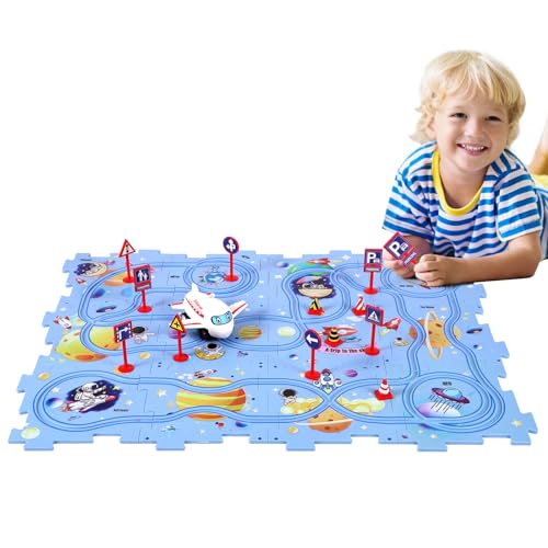 25 Teile Puzzle Auto Spielzeug, Kleinkind Puzzle Set Elektro-Trolley zum Selberbauen Spiele für Vorschulkinder Montessori-Spielzeuggeschenk, Batterien Nicht Enthalten (Weltraumserie) von BOXOB