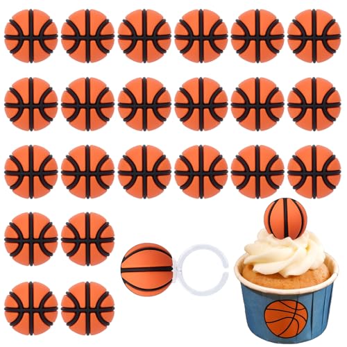 BOXOB 24stk 3D-Basketball-Ringe Cupcake-Topper, Basketball-Cupcake-Dekoration Donut-Deko Sportball-Themen Offene Partyringe für Kinder Jungen Sportspiel-Geschenke Geburtstagsfeierbedarf BOXOB 24stk 3D-Basketball-Ringe Cupcake-Topper, Basketball-Cupcake-Dekoration Donut-Deko Sportball-Themen Offene Partyringe für Kinder Jungen Sportspiel-Geschenke Geburtstagsfeierbedarf von BOXOB