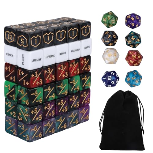 68stk MTG-Würfelzähler-Set, Schlüsselwörter Leben +1/-1 Zähler Commander Buff Tokens mit D6- und D20-Würfeln MTG TCG- und Kartenspiel-Zubehör 68stk MTG-Würfelzähler-Set, Schlüsselwörter Leben +1/-1 Zähler Commander Buff Tokens mit D6- und D20-Würfeln MTG TCG- und Kartenspiel-Zubehör von BOXOB
