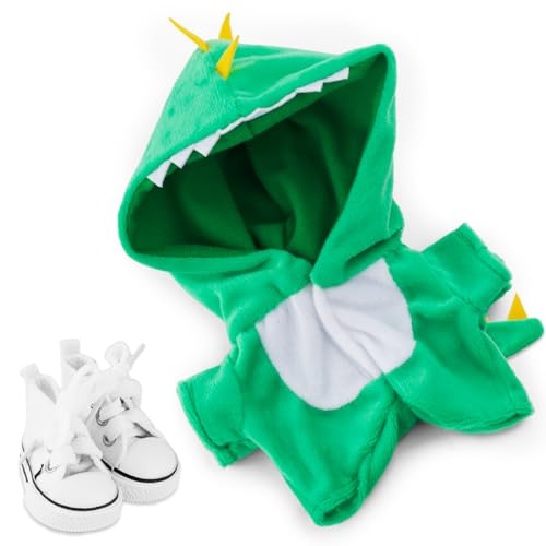BOXOB Dinosaurier Puppenkleidung Set, Süße Dinosaurier-Outfits aus Baumwolle Kostüme Silikonschuhe Modische Kleidung Accessoires für Puppen Kreative Geschenke für Kinder Jungen und Mädchen (Grün) BOXOB Dinosaurier Puppenkleidung Set, Süße Dinosaurier-Outfits aus Baumwolle Kostüme Silikonschuhe Modische Kleidung Accessoires für Puppen Kreative Geschenke für Kinder Jungen und Mädchen (Grün) von BOXOB