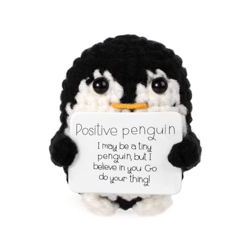BOXOB Mini Lustiger Positiver Pinguin, 6,5cm Süßes Gestricktes Pinguin Spielzeug mit Positiver Karte Positiver Pinguin-Häkelpuppe Jubelndes Geschenk für Freunde Ermutigung Party-Dekoration (Schwarz) BOXOB Mini Lustiger Positiver Pinguin, 6,5cm Süßes Gestricktes Pinguin Spielzeug mit Positiver Karte Positiver Pinguin-Häkelpuppe Jubelndes Geschenk für Freunde Ermutigung Party-Dekoration (Schwarz) von BOXOB